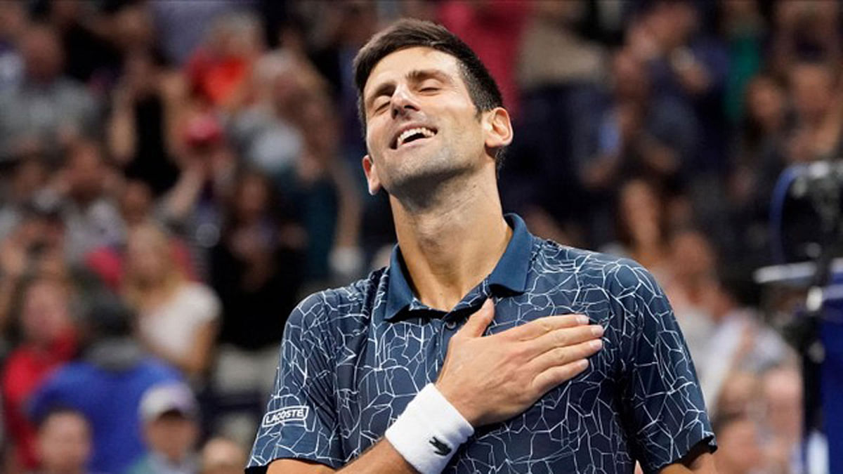 Combo of a Reuters photo of Novak Djokovic and image of French Alps.