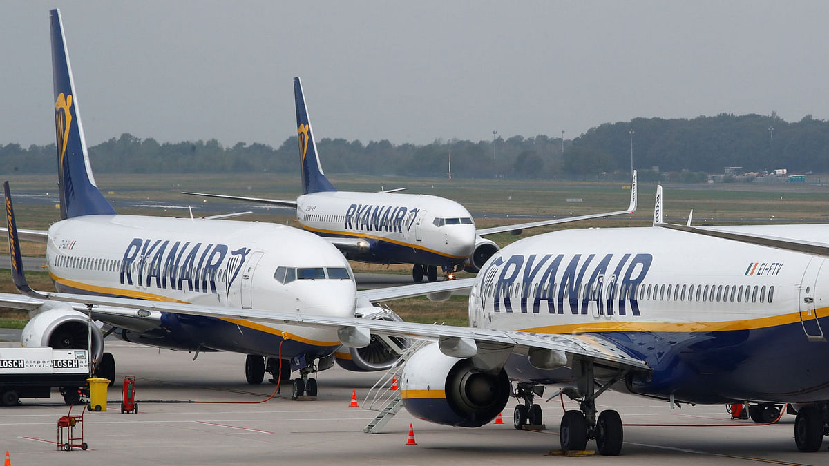 A Ryanair aircraft parks on the tarmac at Frankfurt-Hahn Airport during a strike of their pilots and cabin crew in Hahn, near Frankfurt, Germany, 12 September, 2018. Photo: Reuters