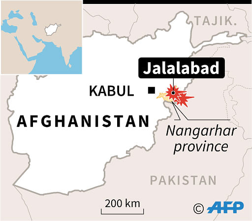 Map locating Jalalabad where there was a double bombing outside a school on Tuesday with a another attack near the Pakistan border in Nangarhar province. Photo: AFP