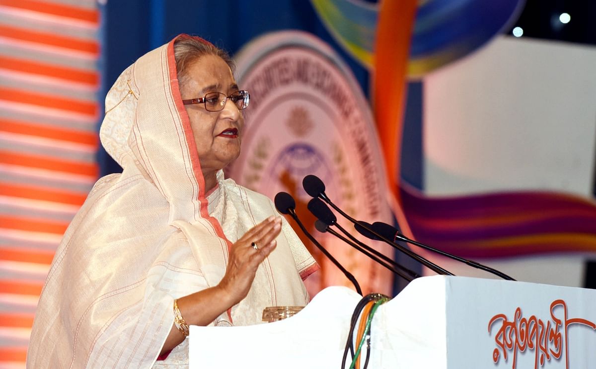 Prime minister Sheikh Hasina speaking at a programme. Photo: PID