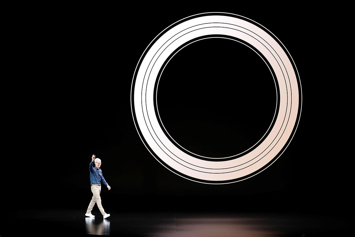 Tim Cook, CEO of Apple, arrives on stage for the start of an Apple product launch event at the Steve Jobs Theatre in Cupertino, California, US, on 12 September 2018. Photo: Reuters