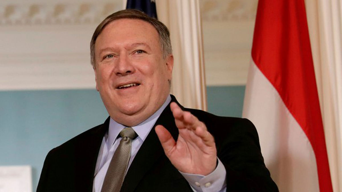 US secretary of state Mike Pompeo waves to the media before his meeting with Egyptian foreign minister Sameh Shoukry at the state department in Washington, US, 8 August 2018. Photo: Reuters