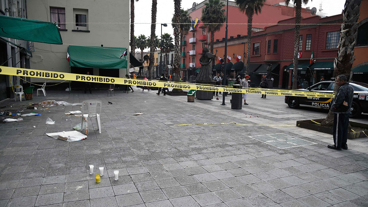 View of the Plaza Garibaldi square in downtown Mexico City on 15 September 2018 a day after gunmen dressed as mariachi musicians killed four people and wounded seven others. Photo: AFP
