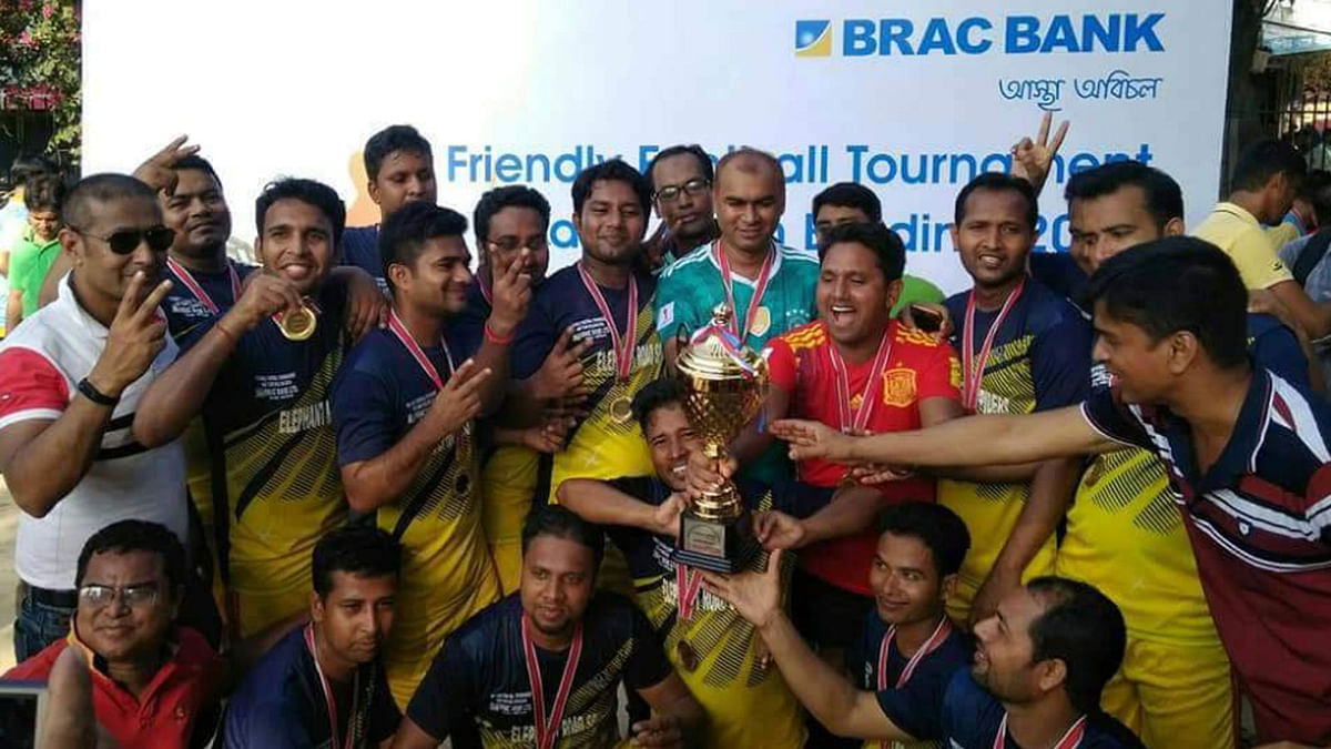 The Elephant Road territory team grabs the championship of BRAC Bank`s inter territory football tournament