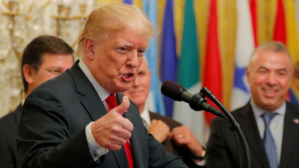 Trump speaks at a Hispanic Heritage Month celebration at the White House in Washington. Photo: Reuters
