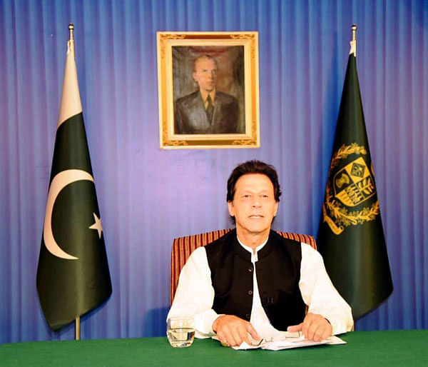Pakistan`s prime minister Imran Khan, speaks to the nation in his first televised address in Islamabad, Pakistan 19 August, 2018. Photo: Reuters