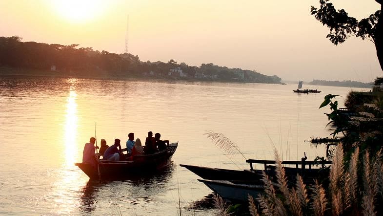Cruising down Brahmaputra river in Mymensingh in the late afternoon of 20 September, 2018. Photo: Anwar Hossain