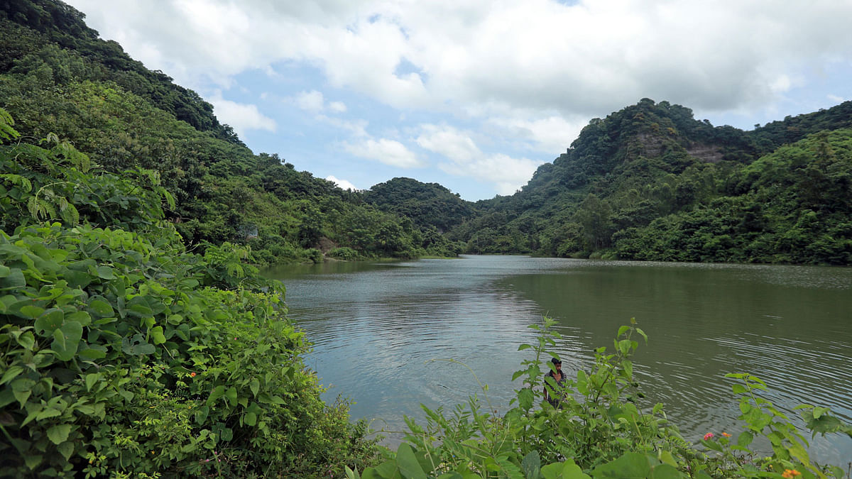 A lake surrounded by hills in Sitakunda, Chattogram. 23 September. Photo: Jewel Shill
