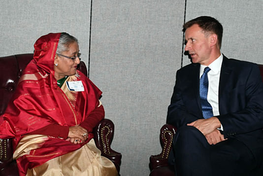 Prime minister Sheikh Hasina holds a bilateral meeting with UK secretary of state for foreign and commonwealth affairs Jeremy Hunt at the UN headquarters in New York on Monday morning. Photo: BSS