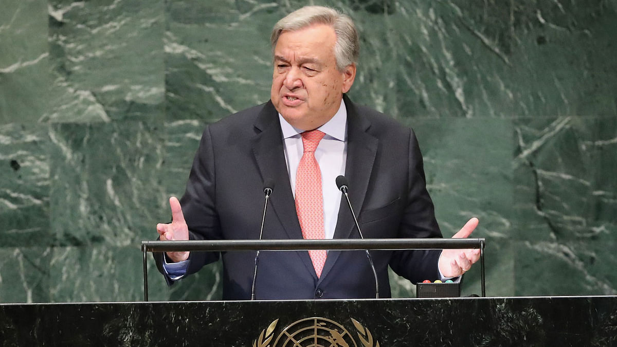 Secretary General of the United Nations Antonio Guterres addresses the 73rd UN General Assembly meeting on 25 September 2018 in New York City. Photo: AFP