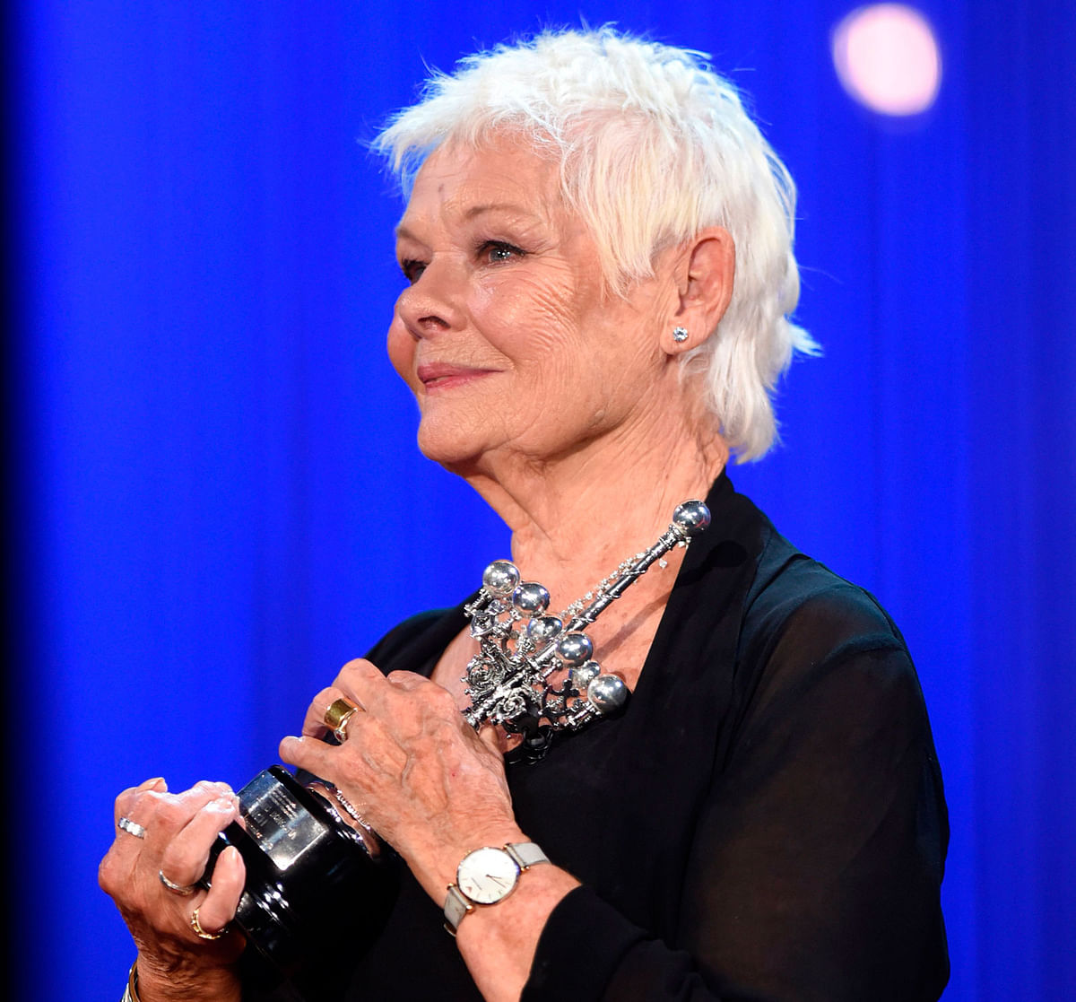 British screen legend Judi Dench was honoured Tuesday with a lifetime achievement award at Spain’s famous San Sebastian film festival  Caption: British actress Judi Dench receives the Donostia award during the 66th San Sebastian Film Festival, in the northern Spanish Basque city of San Sebastian on 25 September. Photo: AFP