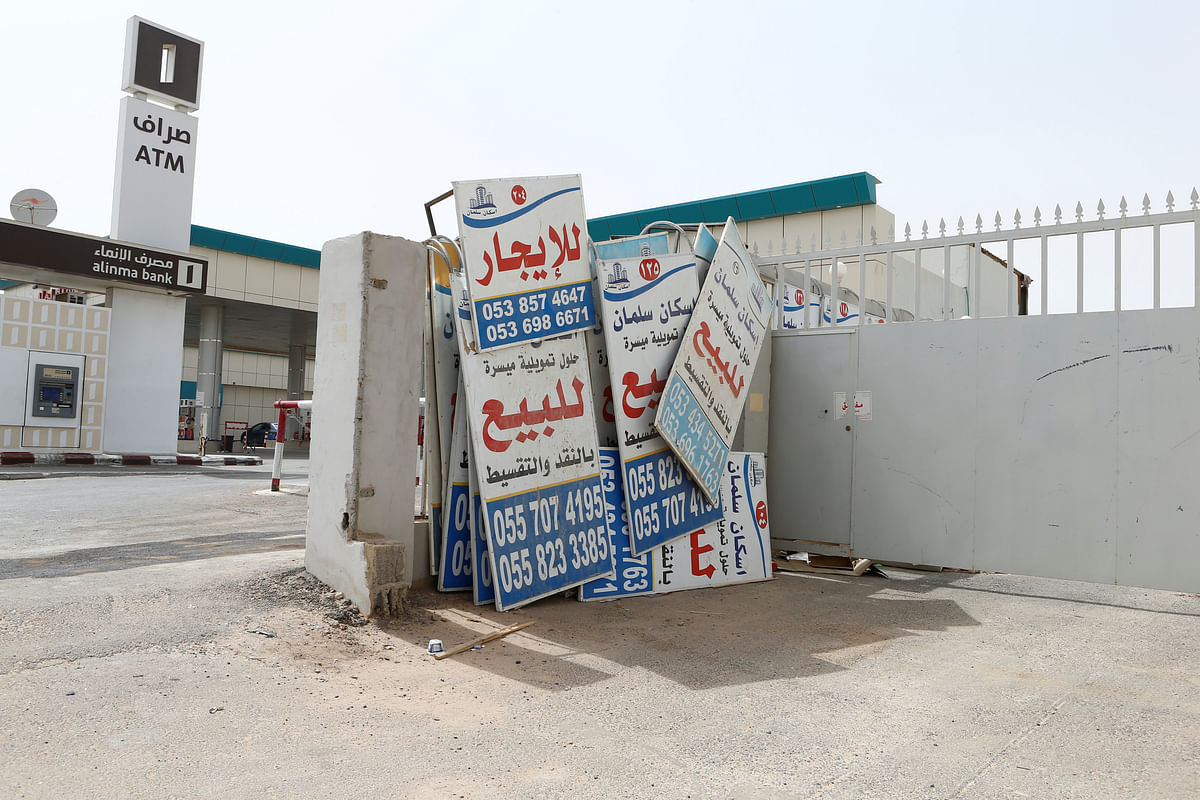 Signs for sale and for a rent are seen in Riyadh, Saudi Arabia on 11 July2018. Photo: Reuters