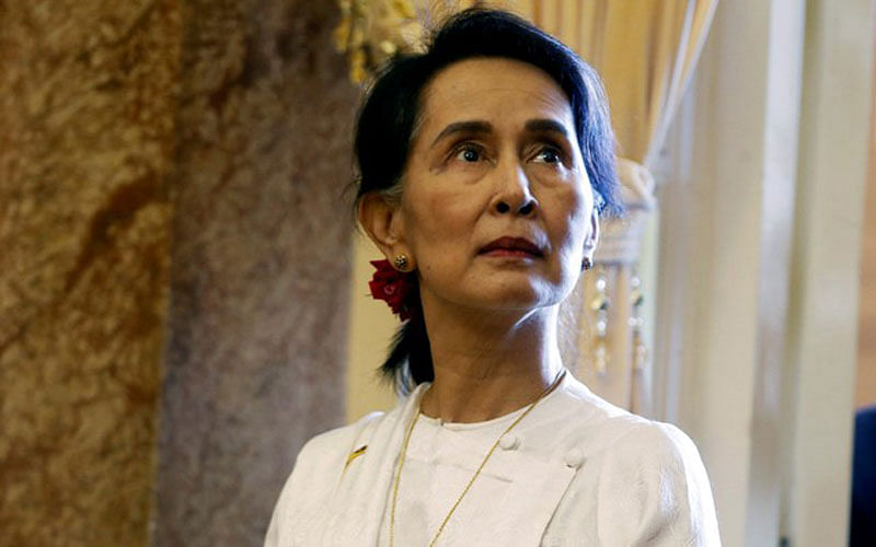 Myanmar`s State Counsellor Aung San Suu Kyi is seen while she waits for a meeting with Vietnam`s President Tran Dai Quang (not pictured) at the Presidential Palace during the World Economic Forum on ASEAN in Hanoi, Vietnam on 13 September 2018. Photo: Reuters