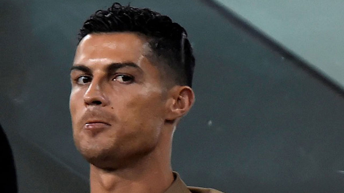 Juventus’ Cristiano Ronaldo sits in the stands during the Champions League, Group H, Juventus v BSC Young Boys at Allianz Stadium, in Turin, Italy on 2 October 2018. Photo: Reuters