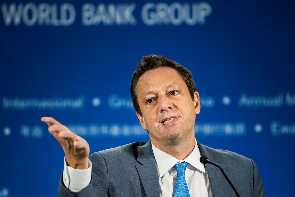 MF Financial Counselor and Director for the Monetary and Capital Markets Department Tobias Adrian talks to media during Global Financial Stability Report press conference at the 2018 International Monetary Fund (IMF) World Bank Group Annual Meeting at Nusa Dua in Bali, Indonesia, 10 October 2018. Photo: Reuters