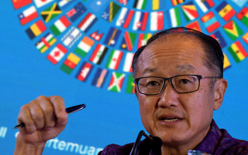World Bank president Jim Yong Kim speaks during the opening press conference at the International Monetary Fund (IMF) and World Bank annual meetings in Nusa Dua on Indonesia’s resort island of Bali on 10 October 2018. Photo: AFP
