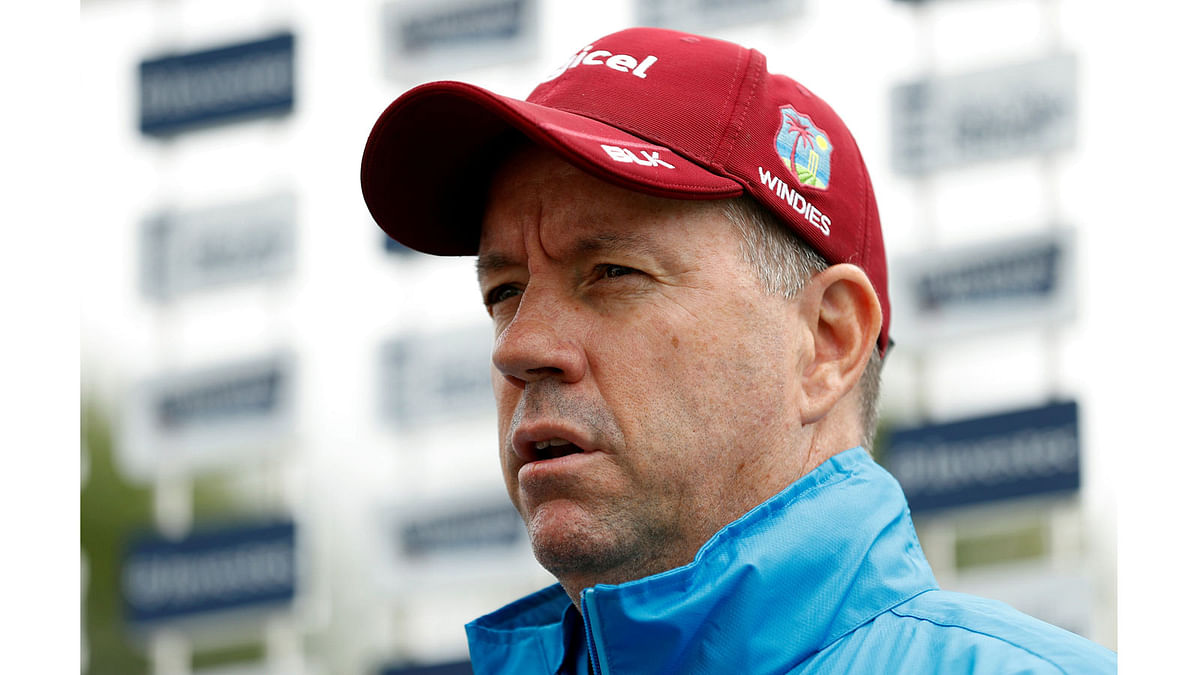 West Indies` head coach Stuart Law during a press conference on 23 August, 2017 in Britain. Photo: Reuters
