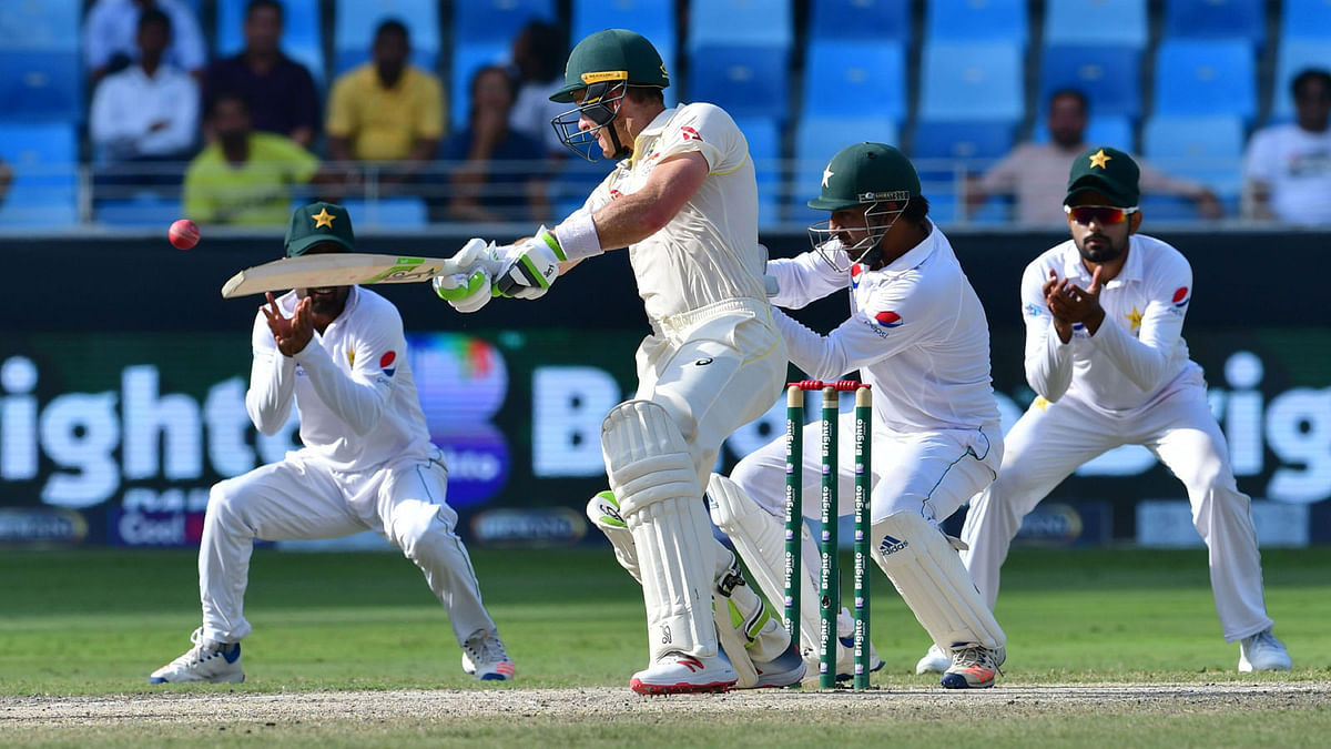 Paine`s side snatched a morale-boosting draw on the fifth and final day in the first Test in Dubai, the skipper and number 10 Nathan Lyon seeing out the final 12.2 overs after being set a daunting target of 462 runs. AFP