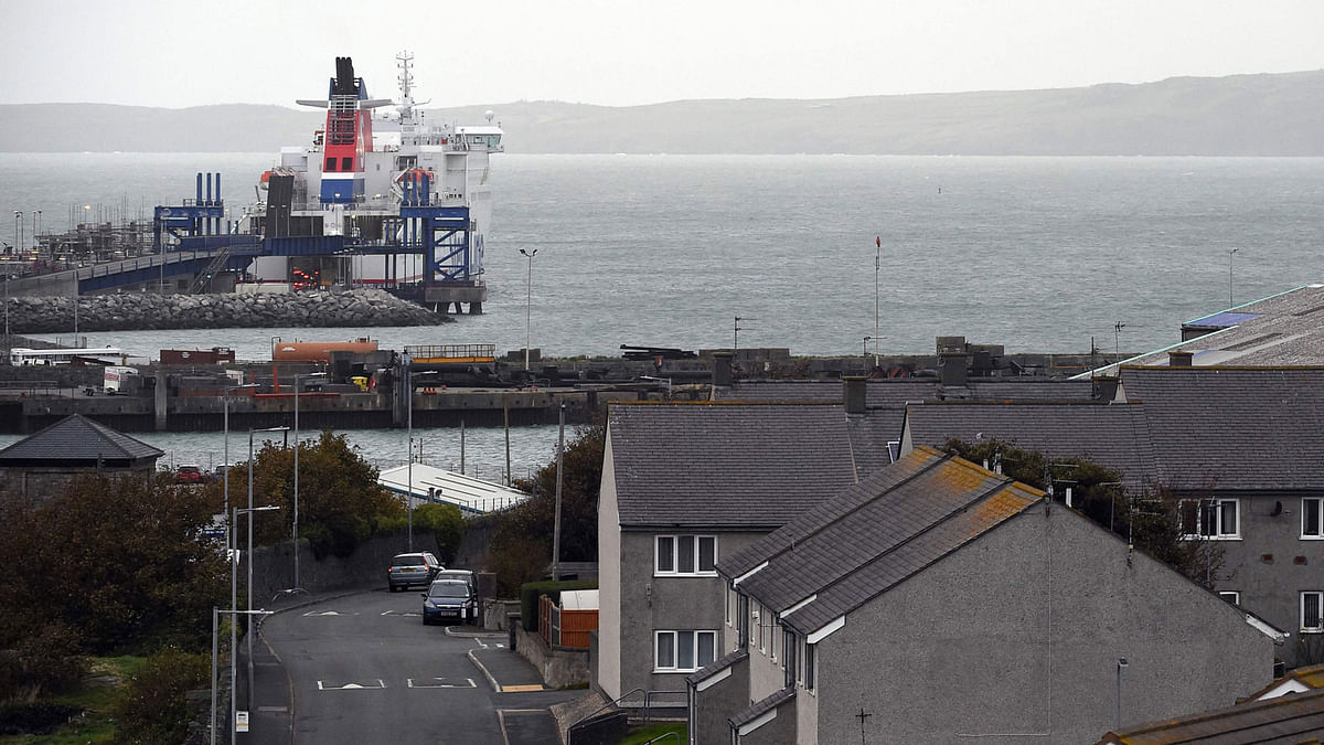 The Stena Line ferry to Dublin prepares to leave the port in Holyhead, Anglesey in north-west Wales on 8 October 2018. Photo: AFP