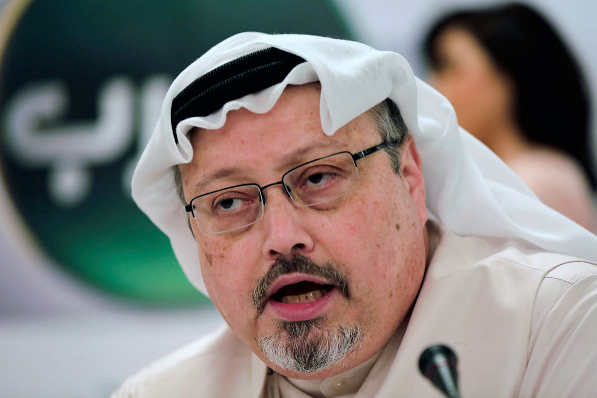 In this 1 February 2015, file photo, Saudi journalist Jamal Khashoggi speaks during a press conference in Manama, Bahrain. Photo: AP