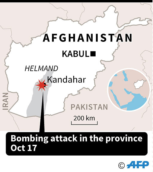 Map locating Helmand in Afghanistan where an election candidate was killed in a bombing attack on Wednesday. Photo: AFP