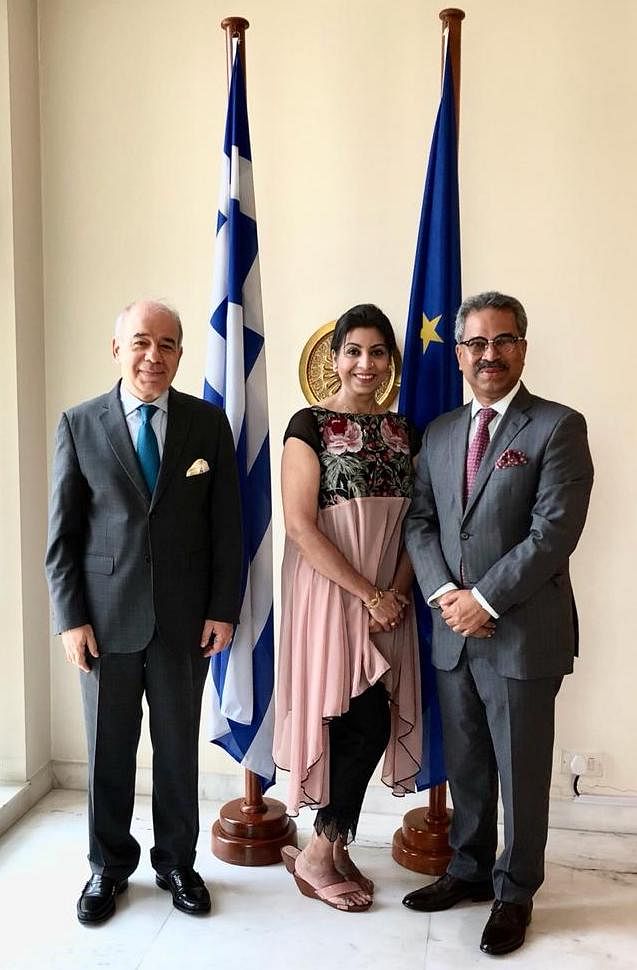 Faruque Hassan and wife with Panos Kalogeropoulos, ambassador of Greece in New Delhi