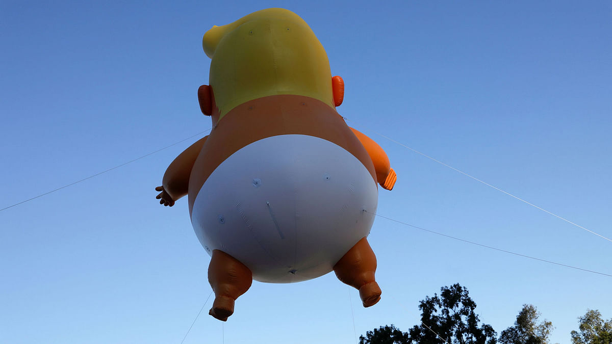 In promotion of Politicon, an annual nonpartisan political convention, the `Baby Trump` balloon that first debuted in London this summer is sent aloft in Los Angeles, California, US 19 October 2018. Photo: Reuters