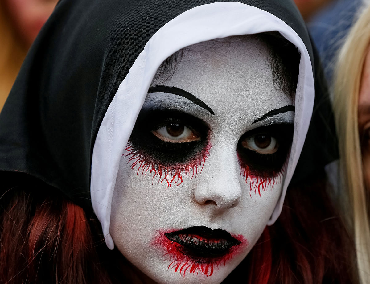 A participant takes part in a `Zombie Walk` parade in Kiev, Ukraine on 27 October 2018. Photo: Reuters