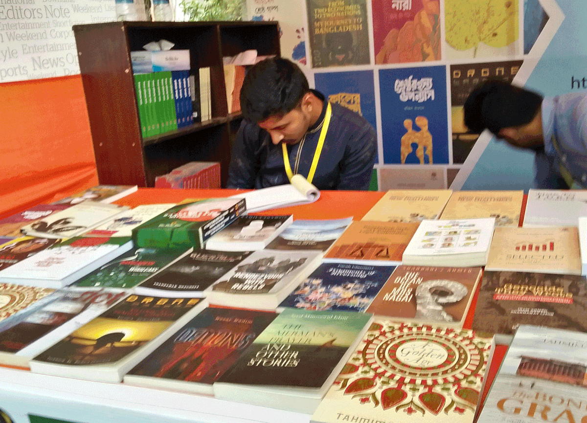 A book stall at the Dhaka Lit Fest 2018 held in Bangla Academy, Dhaka. 10 November. Photo: Nusrat Nowrin