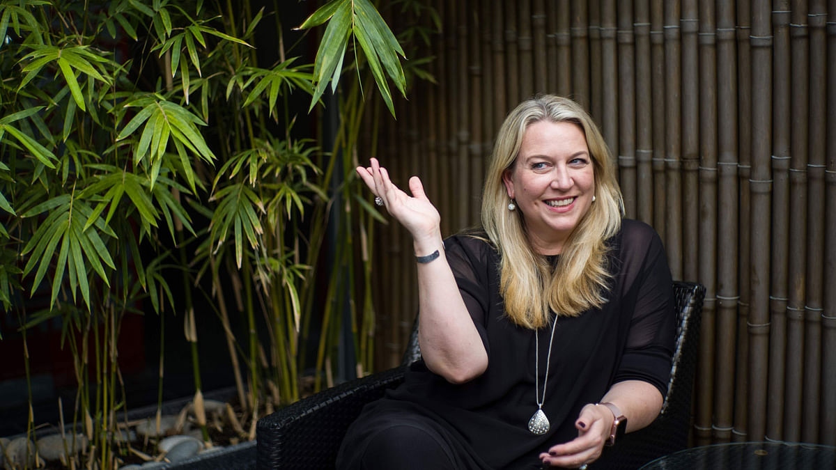 This picture taken on 9 November 2018 shows US author Cheryl Strayed posing during an interview with AFP in Hong Kong. Photo: AFP