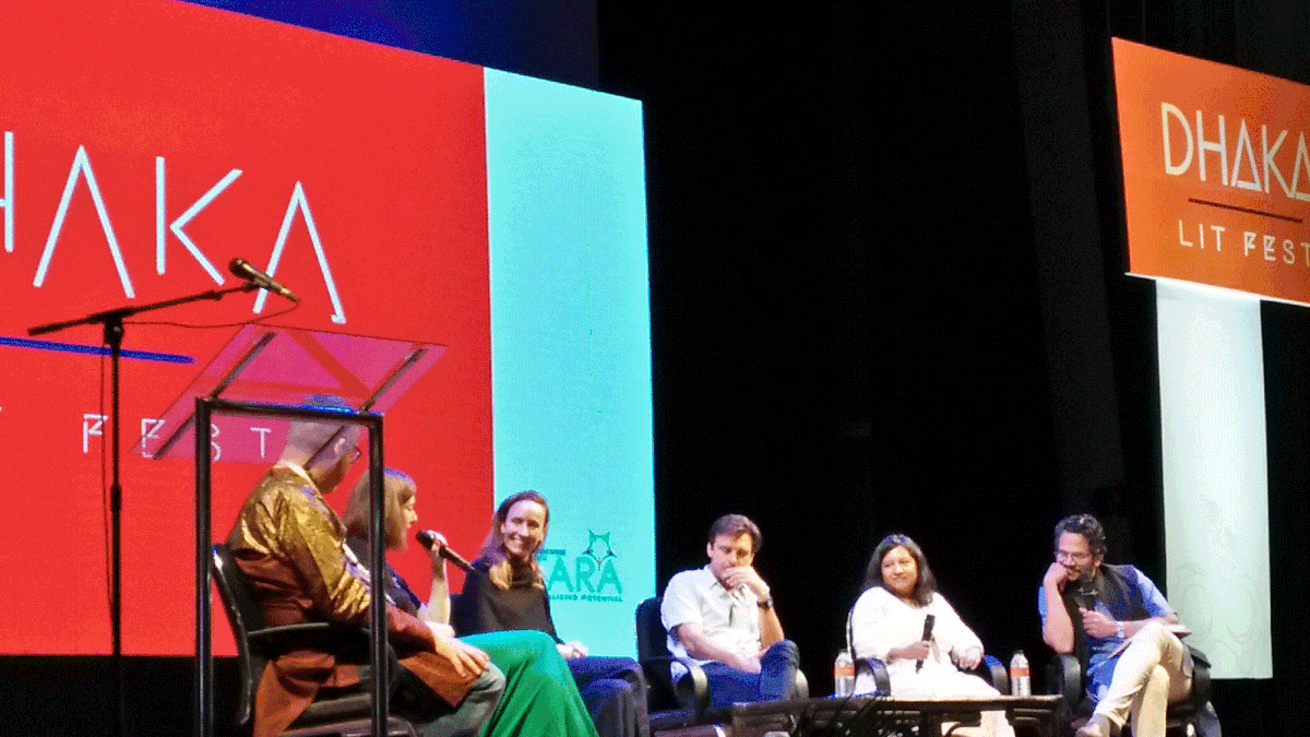 Speakers in the session on No Nobel: #MeToo in Literature’ of the Dhaka Lit Fest 2018 held at the Abdul Karim Sahitya Bisharad conference hall at Bangla Academy in Dhaka on Saturday. Photo: Nusrat Nowrin