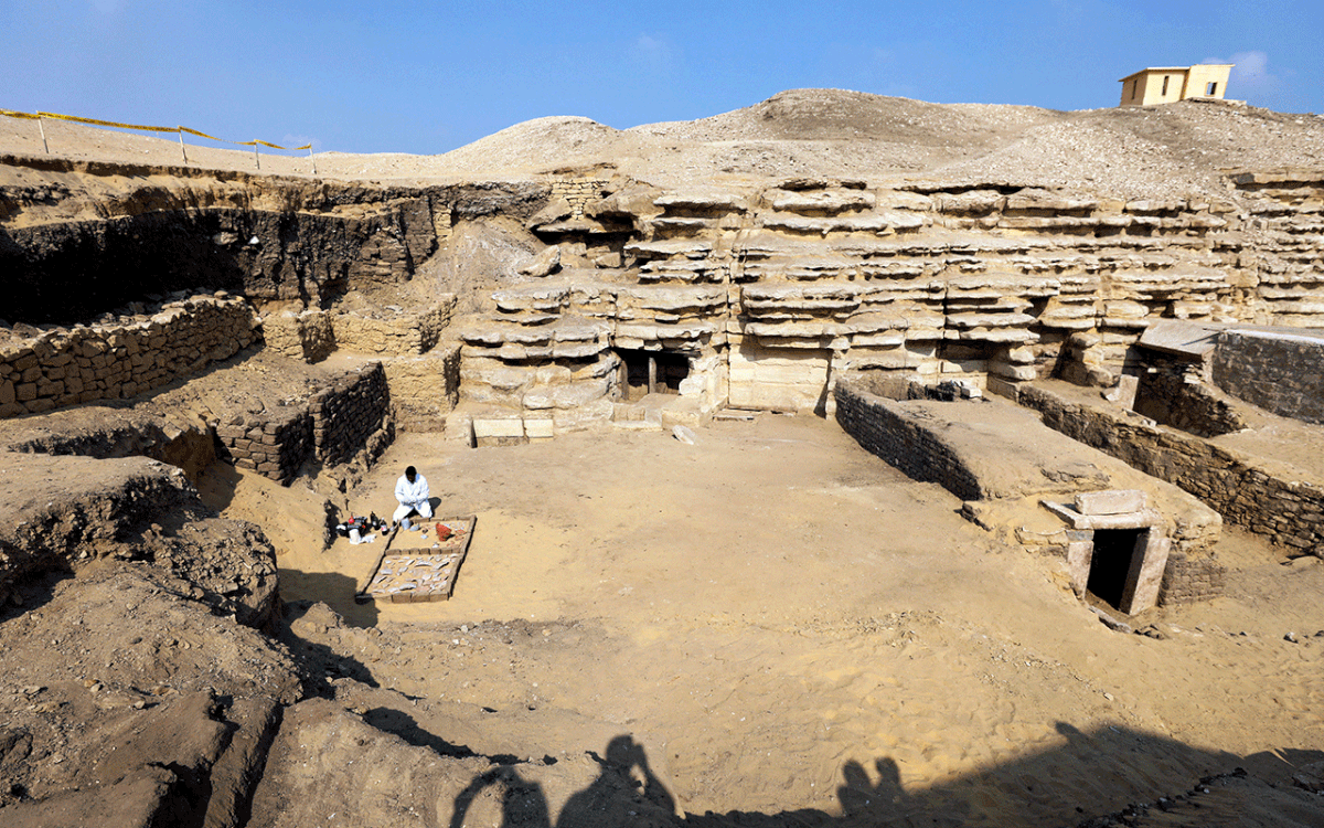 An archaeologist works outside the tomb of Khufu-Imhat, at the Saqqara area near its necropolis, in Giza, Egypt on 10 November 2018. Photo: Reuters