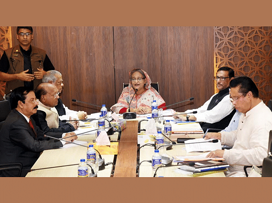 Prime minister Sheikh Hasina chairs a meeting of Awami League (AL) Parliamentary Nomination Board on Sunday. Photo: BSS