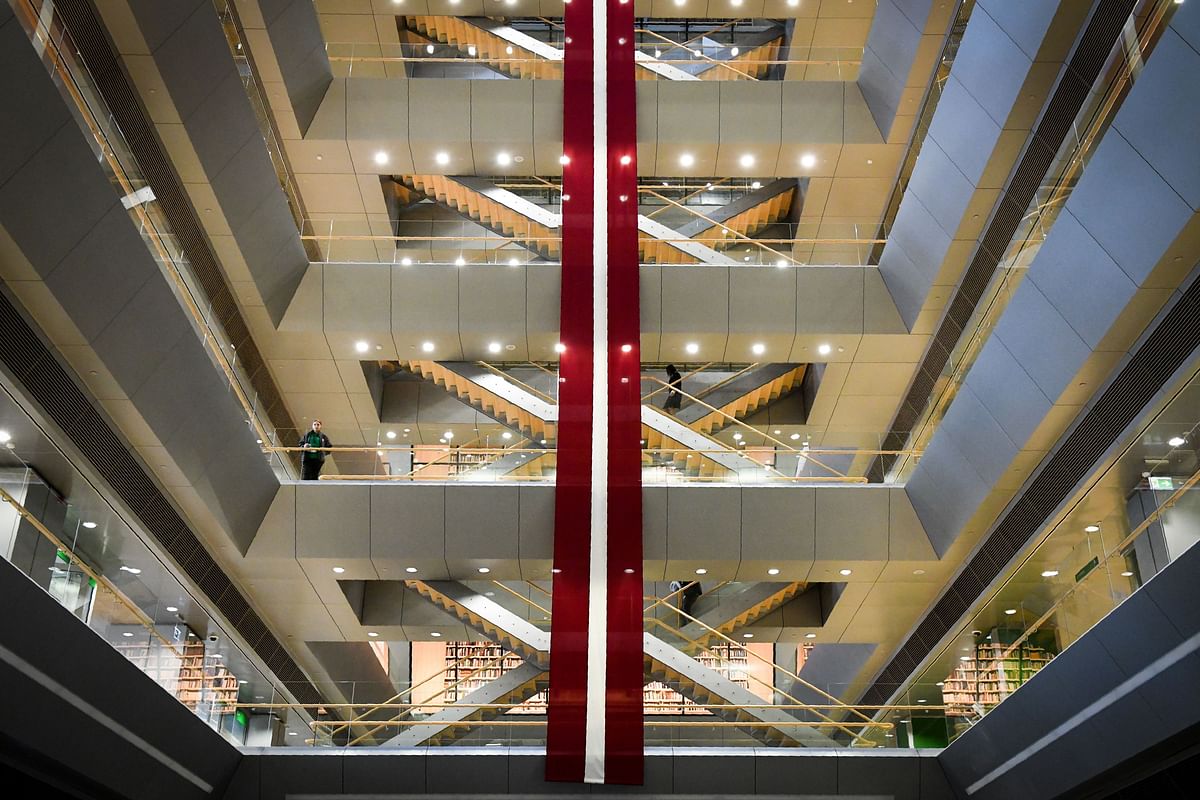 This picture taken on 16 November 2018, in Riva, Latvia, shows an inner view of the Latvian National library. Photo: AFP