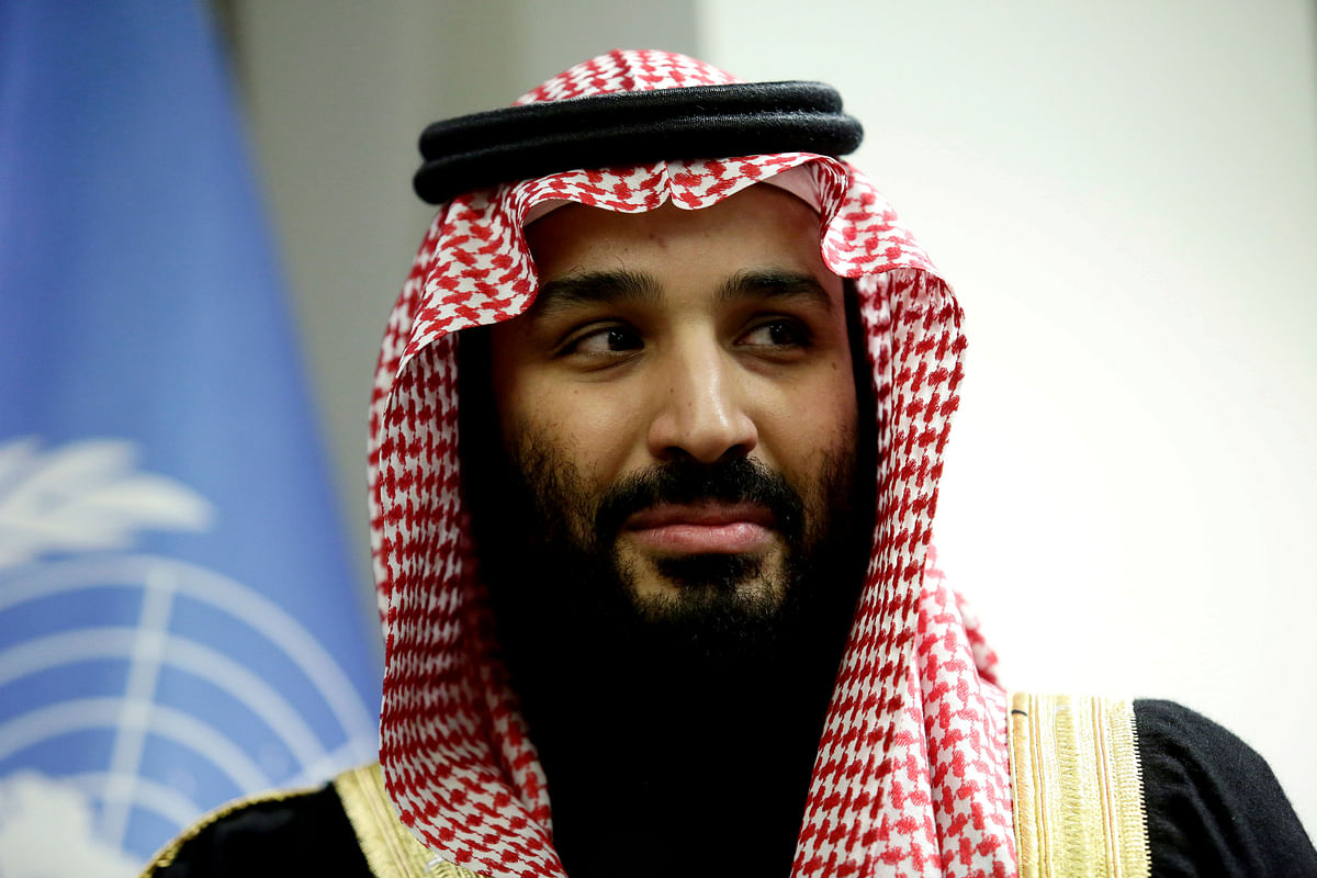 Saudi Arabia`s crown prince Mohammed bin Salman during a meeting with UN secretary-general Antonio Guterres at the United Nations in New York on 27 March. Photo: Reuters