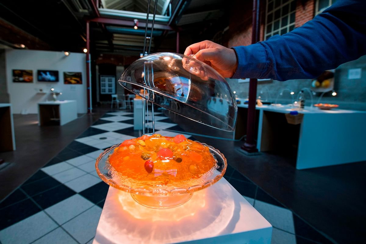 A `Jell-O Salad` from the US is presented in the Disgusting Food Museum on 7 November 2018 in Malmo, Sweden. Photo: AFP