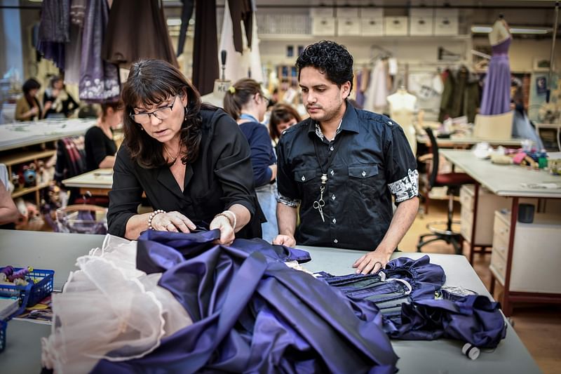 Brazilian academician Tulio Morais (R) listens his tutor Anne-Marie Legrand on 6 November 2018 at the Opera Garnier in Paris. Numerous artistic crafts are transmitted at The Paris` Opera Garnier academy. Photo: AFP