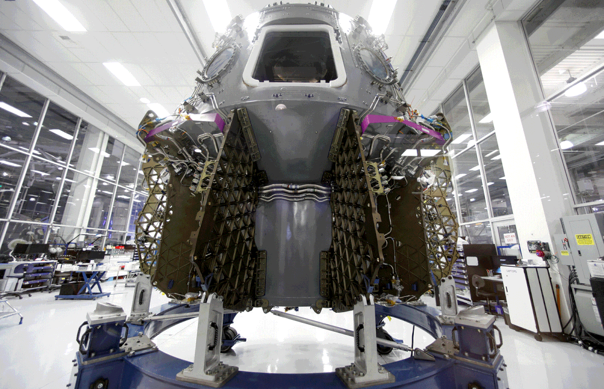 The SpaceX space craft Crew Dragon is shown being built inside a cleanroom at SpaceX headquarters in Hawthorne, California, US on 13 August 2018. Photo: Reuters