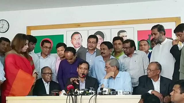 Former Awami League MP Golam Maula Roni speaks after joining BNP at its chairperson`s Gulshan office on Monday. Photo: Prothom Alo