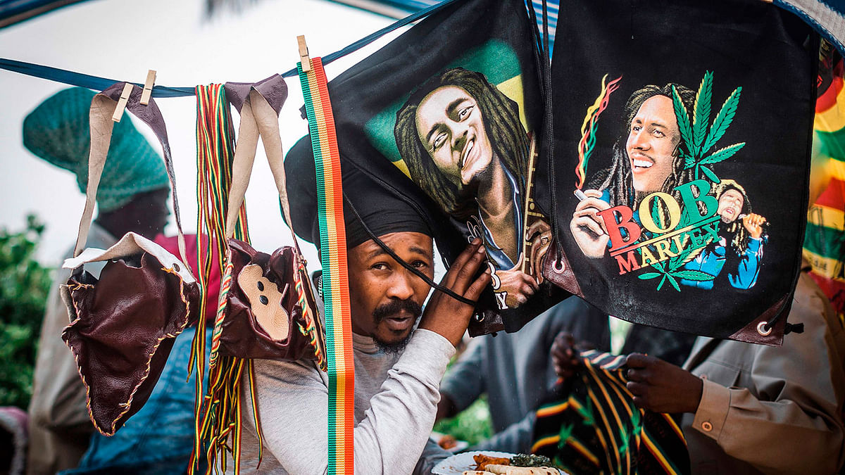 In this file photo taken on 3 February, 2018 Rastafarian Reggae fans gather at the start of the Bob Marley Earthday Festival and Rasta Fair at the South Beach in Durban. Photo: AFP