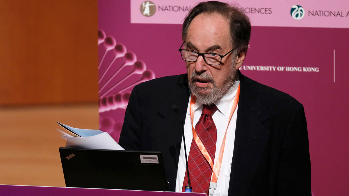 David Baltimore, Nobel laureate and chair of the organising committee delivers the statement by the organizing committee during the Human Genome Editing Conference in Hong Kong, Thursday, 29 November 2018. Photo: AP