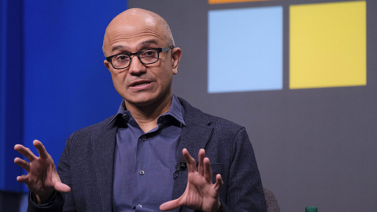 Microsoft CEO Satya Nadella answers a shareholders question during the Microsoft Annual Shareholders Meeting at the Meydenbauer Center on 28 November 2018 in Bellevue, Washington. Microsoft recently surpassed Apple, Inc. to become the world`s most valuable publicly traded company. Photo: AFP