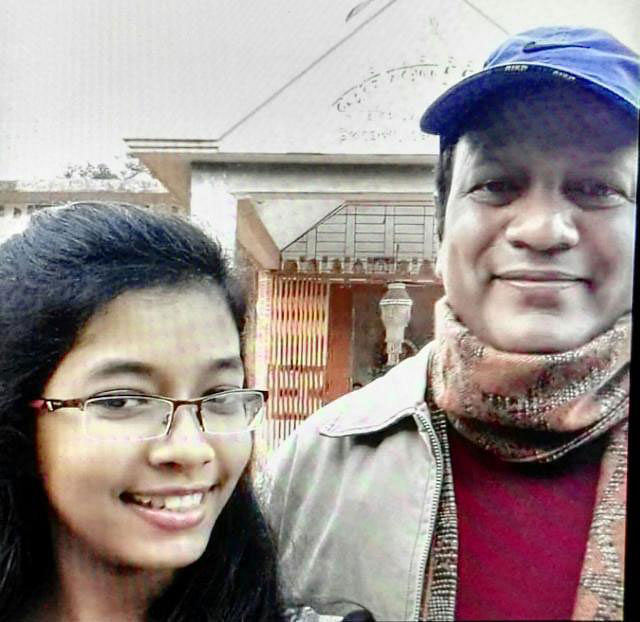 Adhriti Odhikari is with her father Dilip Odhikari. Photo: Collected