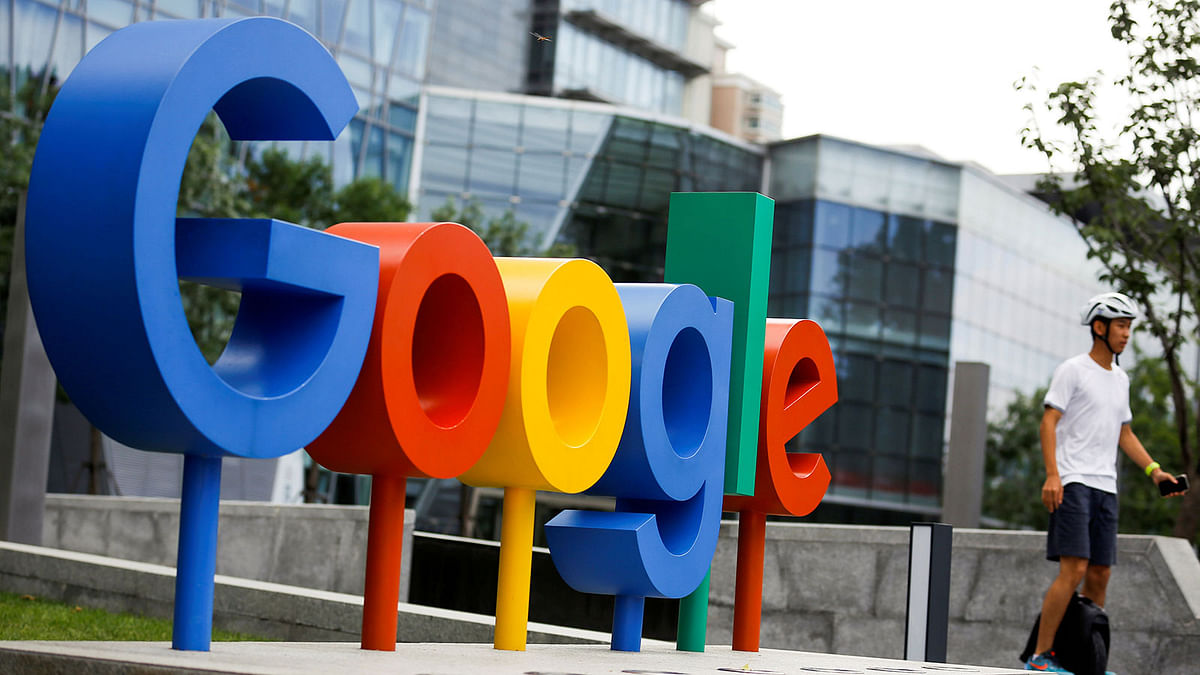 The brand logo of Alphabet Inc`s Google is seen outside its office in Beijing. Photo: Reuters