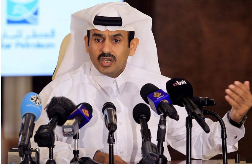 Saad al-Kaabi, chief executive of Qatar Petroleum, gestures as he speaks to reporters in Doha, Qatar, on 4 July 2017.  File photo: Reuters