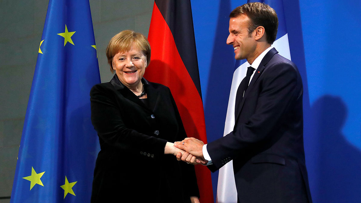 French President Macron and German Chancellor Merkel. Photo: Reuters