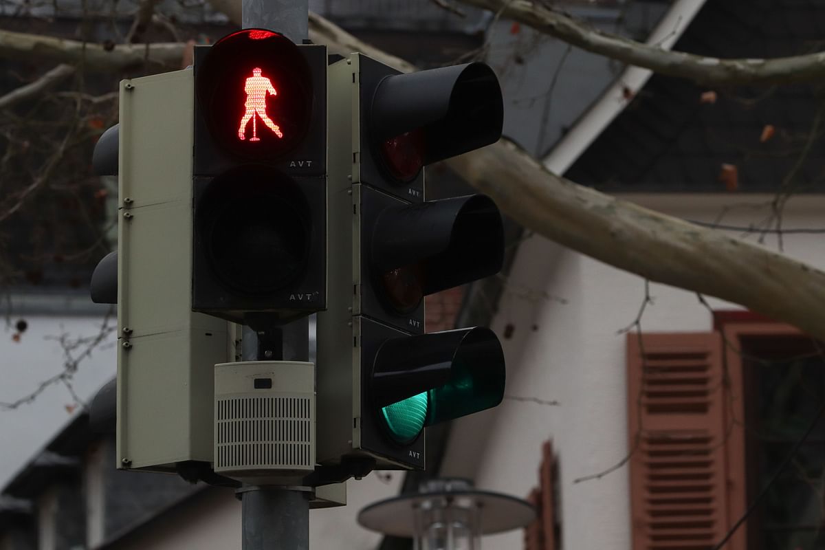 A pedestrian trafic light customized with a dancing Elvis Presley is pictured in Friedberg, western Germany, on 7 December, 2018. Photo: AFP