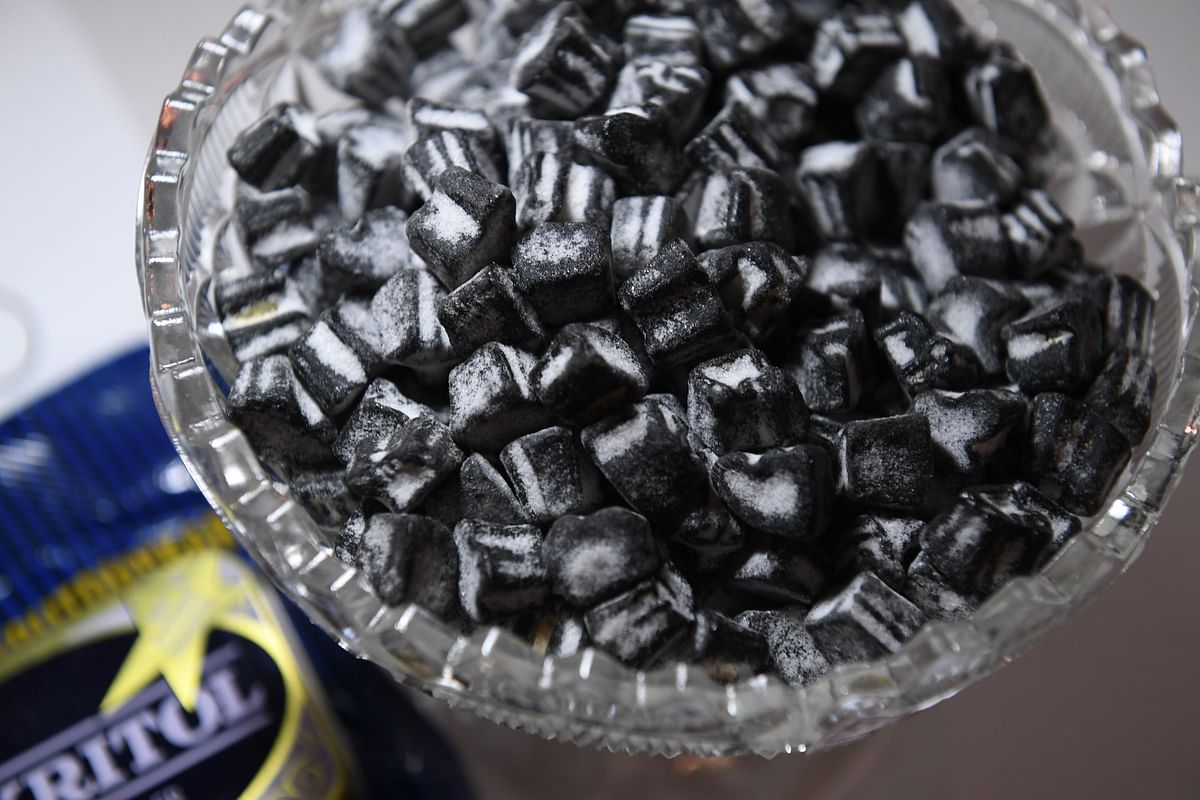 Salty salmiak liquorice, from Nordic countries, is presented in the Disgusting Food Museum on 6 December 2018 in Los Angeles, California. Photo: AFP