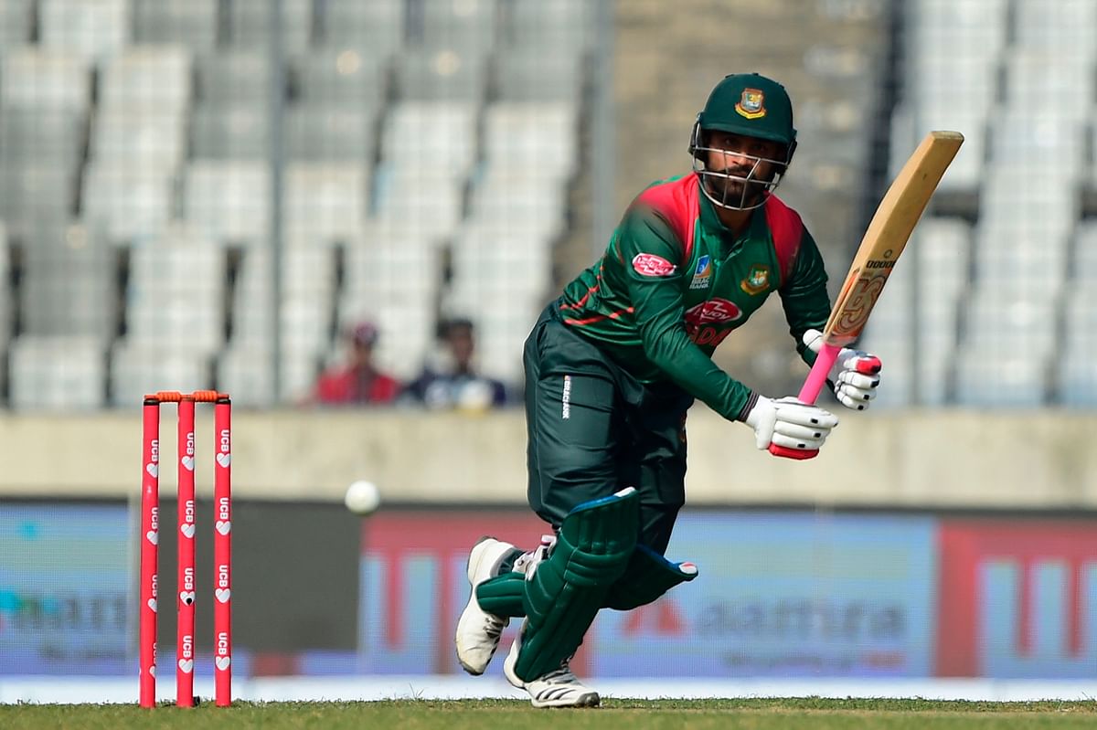 Bangladesh cricketer Tamim Iqbal plays a shot during the second one-day international (ODI) match between Bangladesh and West Indies at the Sher-e-Bangla National Cricket Stadium in Dhaka on December 11, 2018. AFP