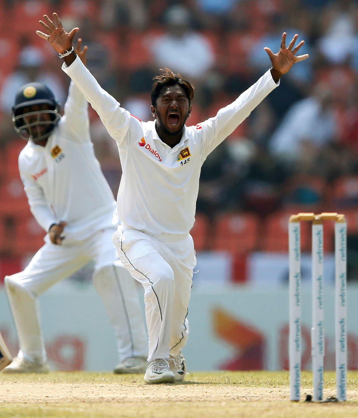 Sri Lanka`s Akila Dananjaya in action in second Test between England and Sri Lanka in Pallekele, Sri Lanka on 16 November, 2018. Photo: Reuters